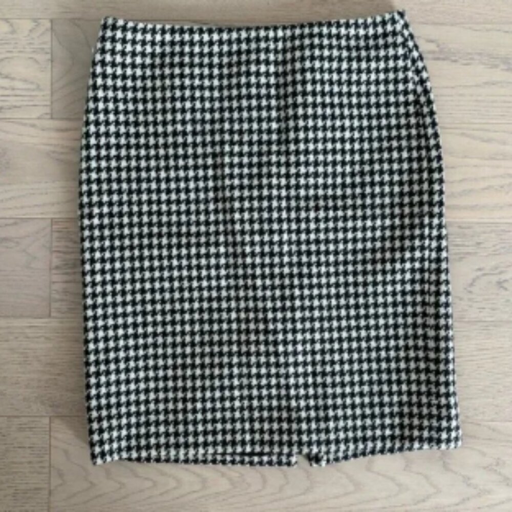 Ralph by Ralph Lauren Black & White Houndstooth Wool Skirt Y2K Tartan Size 8